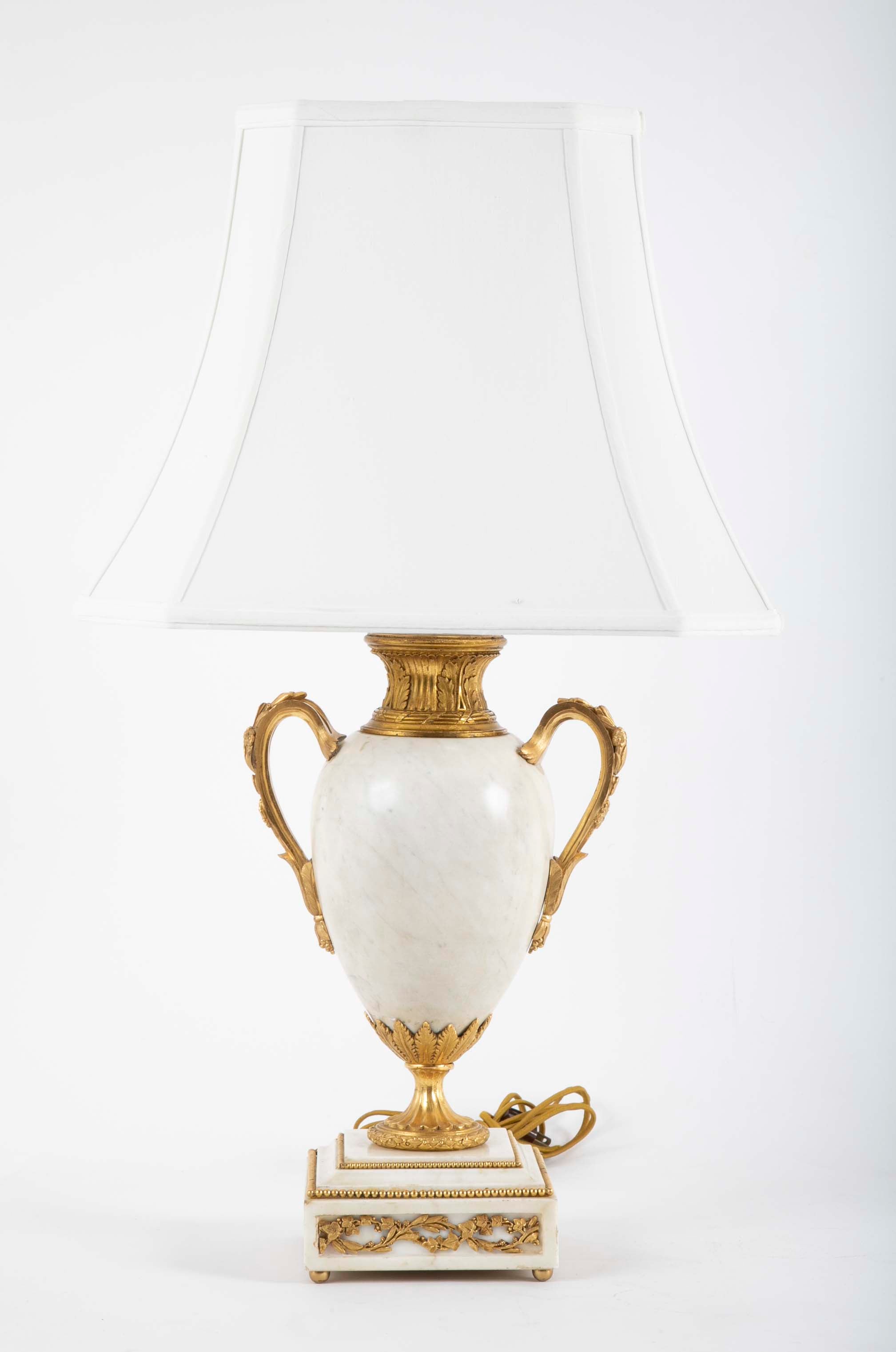Pair of Louis XVI Style Marble Lamps