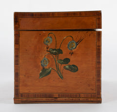 Early 19th Century English Satinwood Painted Tea Caddy