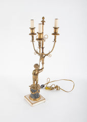 Pair of French Louis XVI Bronzed Marble Candlelabrum