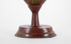 A Pair of Tole Peinte Lidded Chestnut Urns with Floral Stenciled Motifs