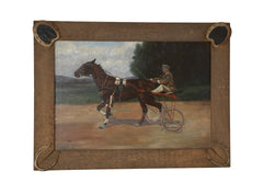 Oil on Canvas of a Horse & Sulky by American Artist Wilbur Leighton Duntley