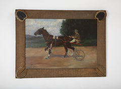 Oil on Canvas of a Horse & Sulky by American Artist Wilbur Leighton Duntley