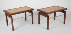 A Pair of Cork and Walnut Side Tables in the Manner of Paul Frankl