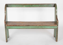 Late 19th Century American Painted Bench with Bootjack Ends