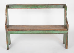 Late 19th Century American Painted Bench with Bootjack Ends