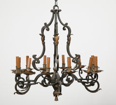 Twelve Light Italian 19th Century Wrought Iron Chandelier