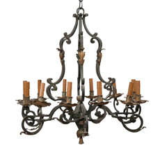 Twelve Light Italian 19th Century Wrought Iron Chandelier