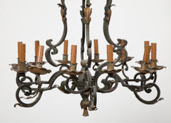 Twelve Light Italian 19th Century Wrought Iron Chandelier