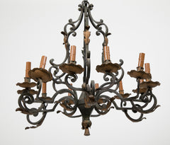 Twelve Light Italian 19th Century Wrought Iron Chandelier