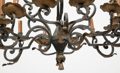 Twelve Light Italian 19th Century Wrought Iron Chandelier