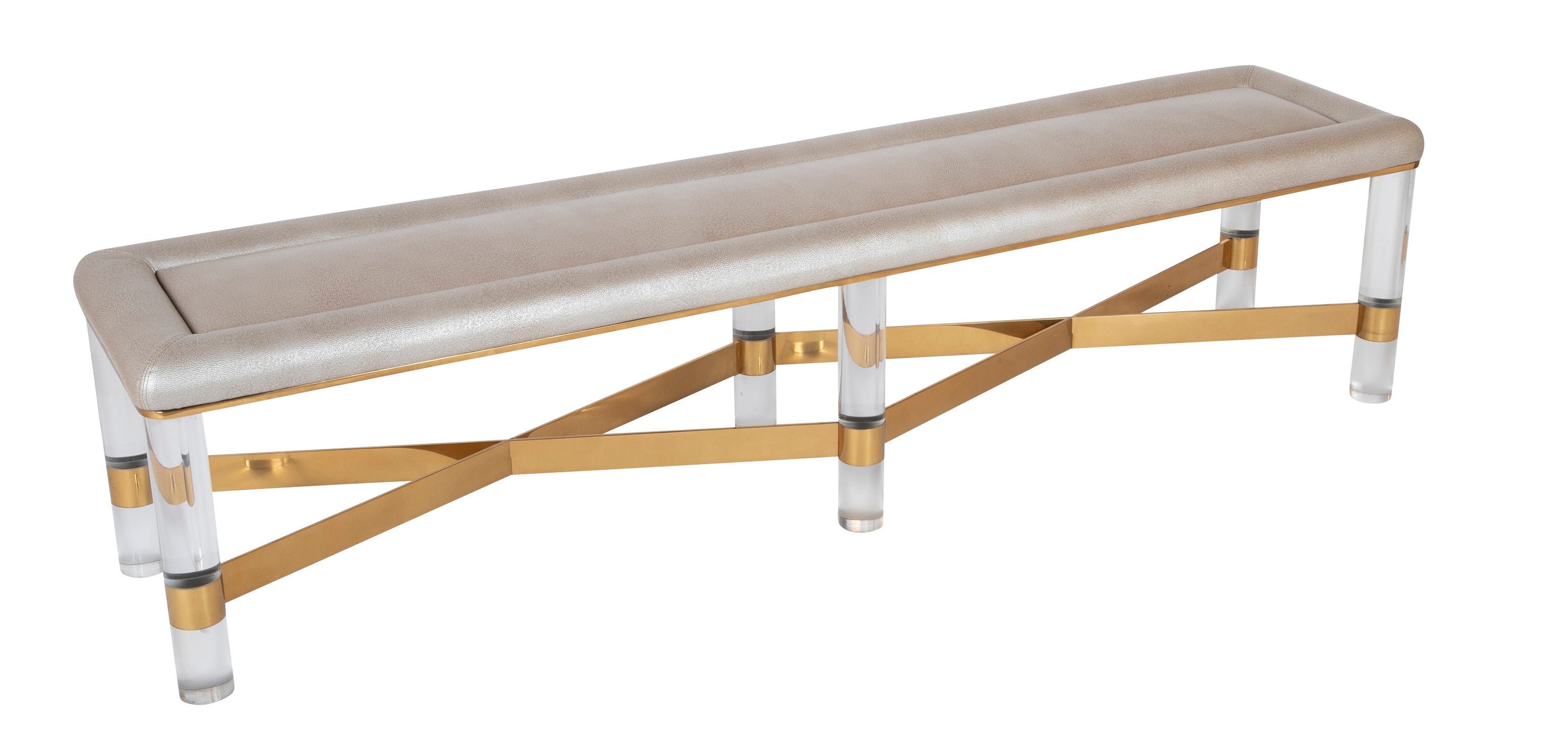 Large Brass and Lucite Bench by Karl Springer Large Brass and Lucite Bench by Karl Springer