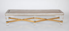 Large Brass and Lucite Bench by Karl Springer