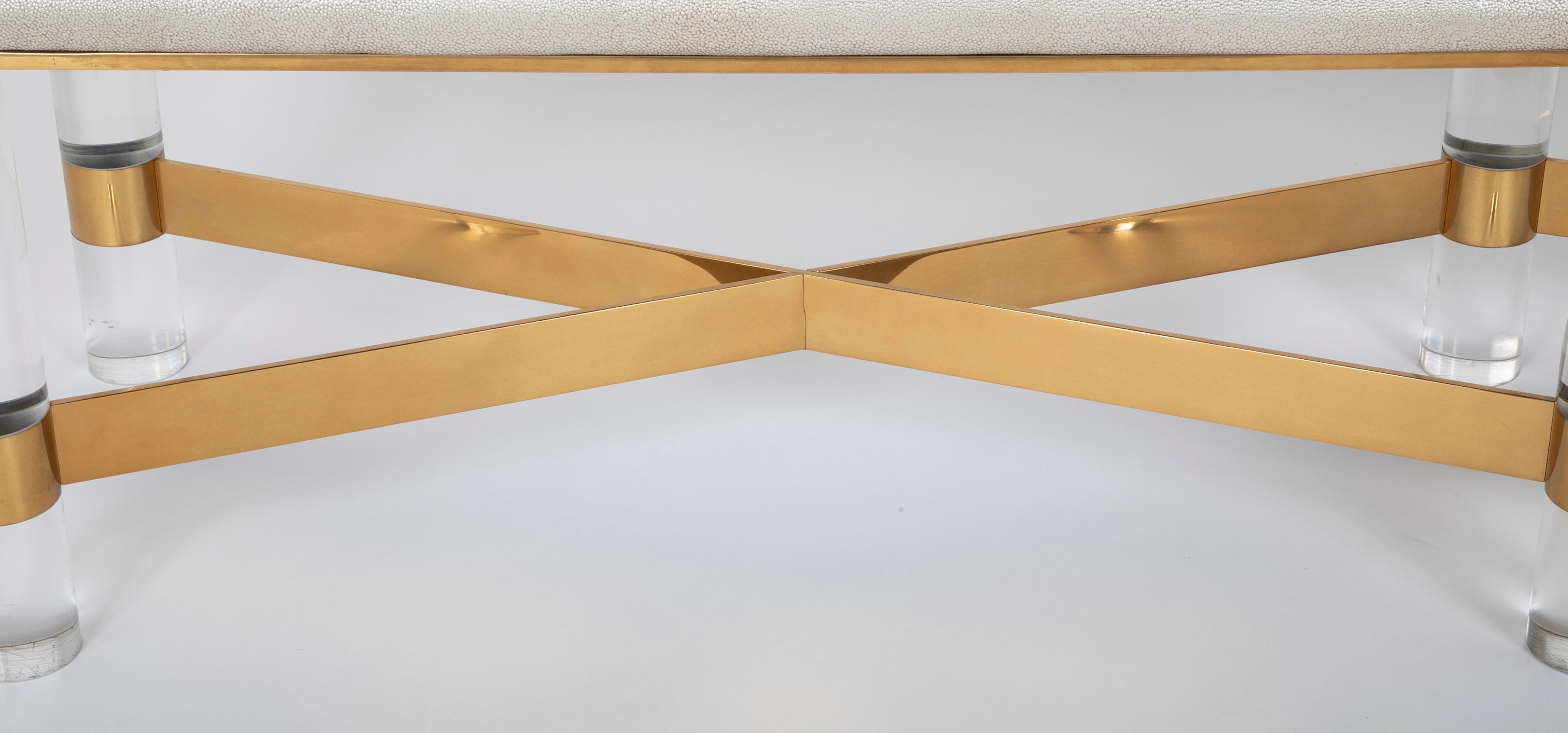 Large Brass and Lucite Bench by Karl Springer Large Brass and Lucite Bench by Karl Springer