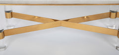 Large Brass and Lucite Bench by Karl Springer