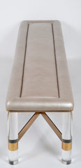 Large Brass and Lucite Bench by Karl Springer