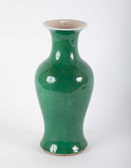 Qing Dynasty Squared Shape Green Glazed Vase