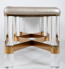 Large Brass and Lucite Bench by Karl Springer