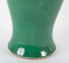 Qing Dynasty Squared Shape Green Glazed Vase