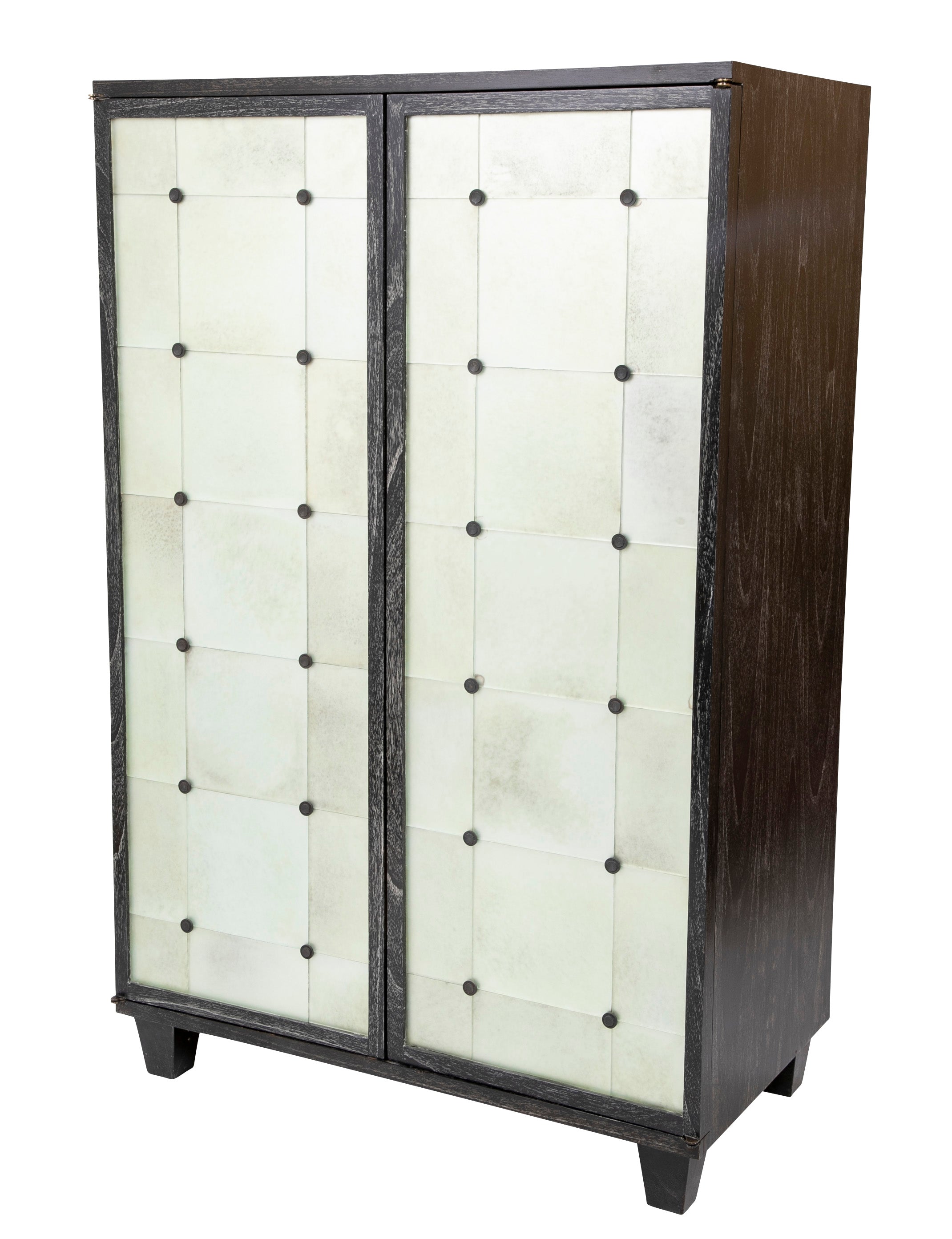 A Two Door Ebonized and Cerused Cabinet