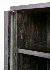 A Two Door Ebonized and Cerused Cabinet