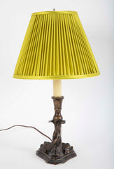 Bronze Candlestick with Dolphins Now a Lamp