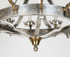 Renaissance Style Brass and Pewter 12 Arm Chandelier