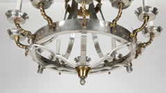 Renaissance Style Brass and Pewter 12 Arm Chandelier