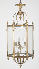 Brass Hexagonal Three Light Lantern with Putti