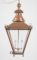 19th Century Copper Lantern with Elaborate Chimney