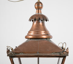 19th Century Copper Lantern with Elaborate Chimney