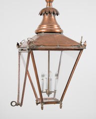 19th Century Copper Lantern with Elaborate Chimney