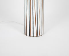 Italian Pottery Cylinder Form Lamp with Striped Glaze