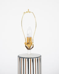 Italian Pottery Cylinder Form Lamp with Striped Glaze