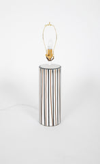 Italian Pottery Cylinder Form Lamp with Striped Glaze