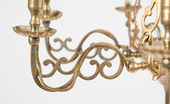 Pair of Queen Anne Style Brass Chandeliers