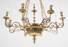 Pair of Queen Anne Style Brass Chandeliers