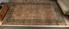 Chinese Carpet with Floral and Eyed Border Around Field of 5 Medallions