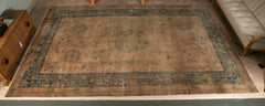 Chinese Carpet with Floral and Eyed Border Around Field of 5 Medallions