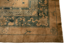 Chinese Carpet with Floral and Eyed Border Around Field of 5 Medallions