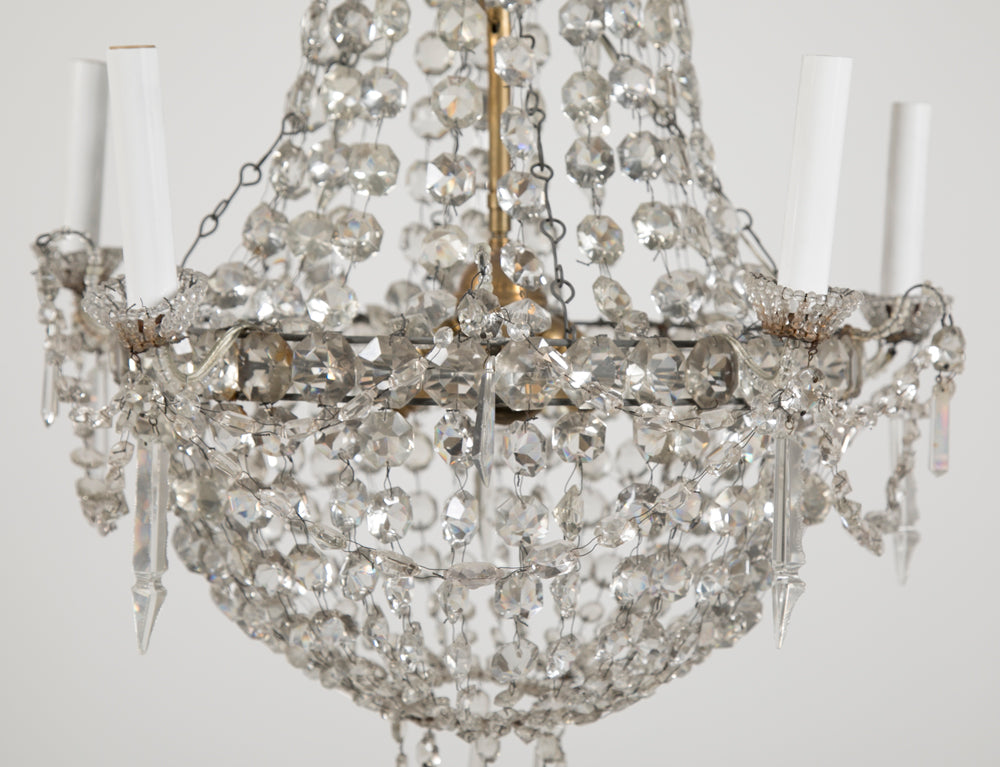 Louis XVI Style Crystal Five Arm Chandelier