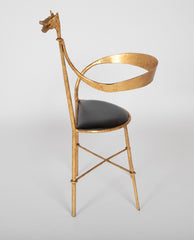 Giovani Bauci Gilded Metal and Leather Armchair