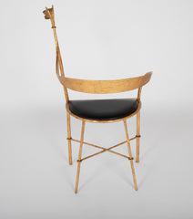 Giovani Bauci Gilded Metal and Leather Armchair