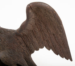 Outstanding Large Oak Carved Eagle Grasping Shield with Three Arrows in His Talons