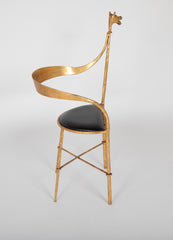 Giovani Bauci Gilded Metal and Leather Armchair