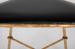 Giovani Bauci Gilded Metal and Leather Armchair