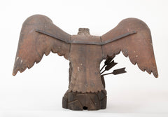 Outstanding Large Oak Carved Eagle Grasping Shield with Three Arrows in His Talons