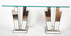 French Art Deco Mirrored Glass Console Table