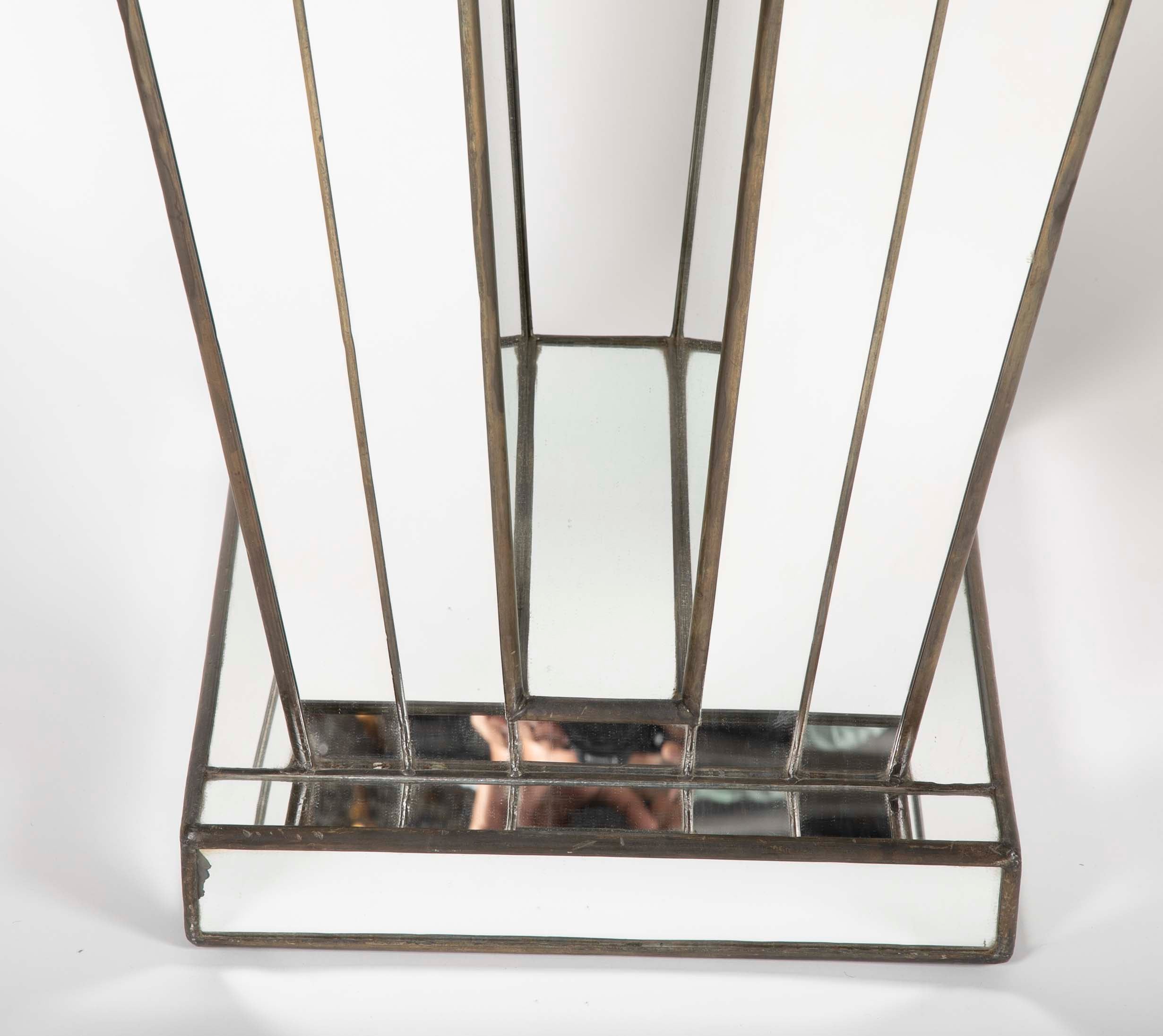 French Art Deco Mirrored Glass Console Table