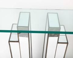 French Art Deco Mirrored Glass Console Table