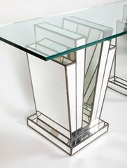 French Art Deco Mirrored Glass Console Table